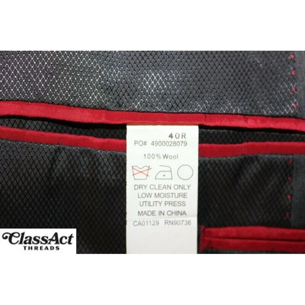 Alfani Suit Jacket Sport Coat Blazer Mens Gray Double Vented Wool 2 Btn 40R